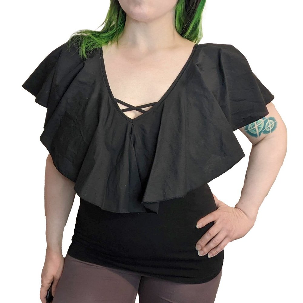 **SOLD** Who What Wear Flutter Collar Blouse - Medium